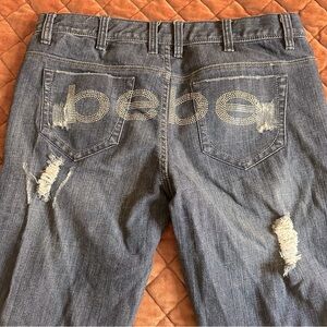Bebe Rhinestone Embellished Skinny Jeans